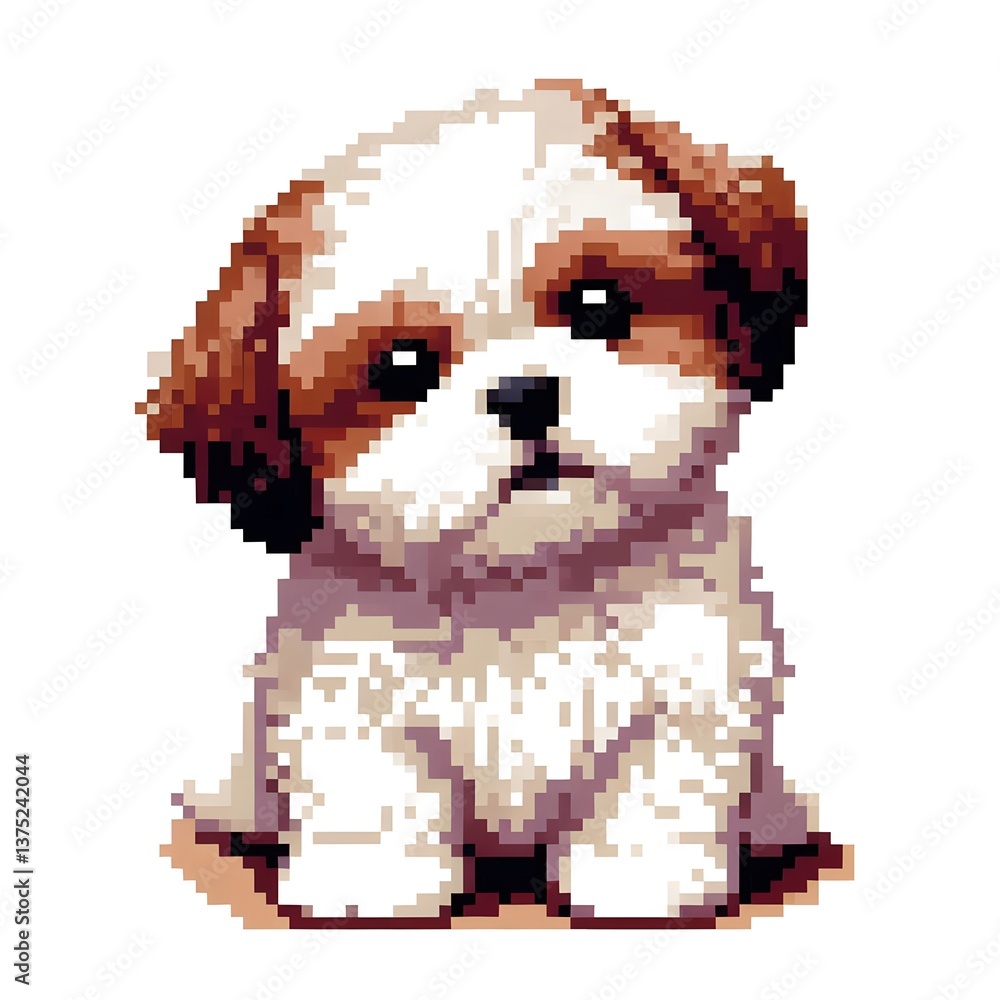 흰 배경, 시추, 픽셀아트, jpeg (white background, Shih Tzu, pixel art, jpeg) 흰 배경, 시추, 픽셀아트, jpeg (white background, Shih Tzu, pixel art, jpeg)