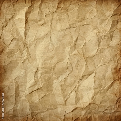 Wallpaper Mural Wrinkled Paper: A close-up shot of heavily wrinkled paper with its intricate patterns and textures. The texture and aged appearance give it a vintage and rustic feel.  Torontodigital.ca