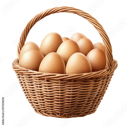 Wallpaper Mural Fresh brown eggs in wicker basket isolated on a transparent background Torontodigital.ca