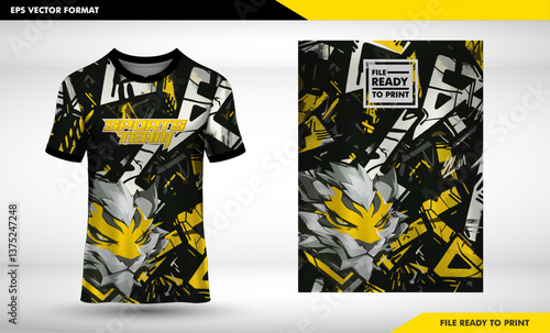 Black T-shirt design template vector for men casual wear clothing illustration