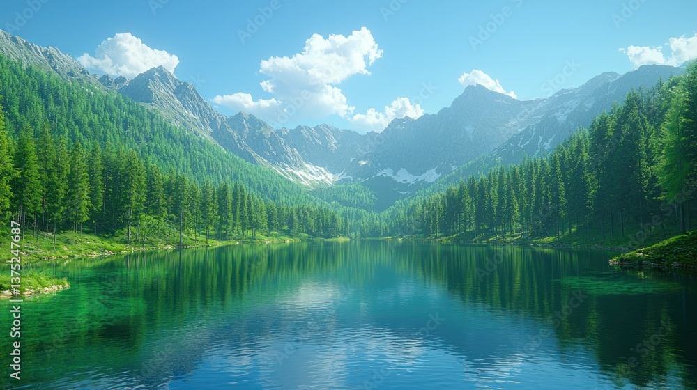 Serene Mountain Lake: A Breathtaking Alpine Landscape Serene Mountain Lake: A Breathtaking Alpine Landscape