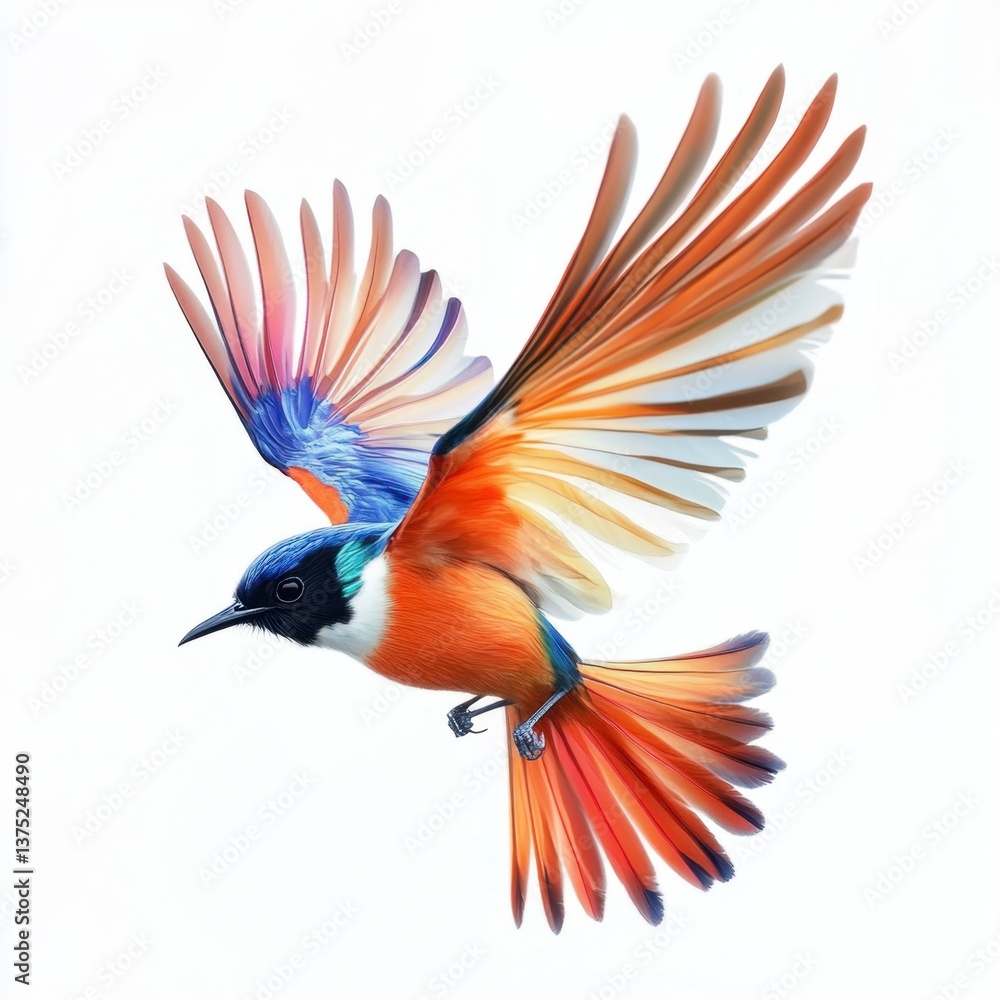 Fototapeta premium Colorful Bird in Flight with Stunningly Bright Feathers Display