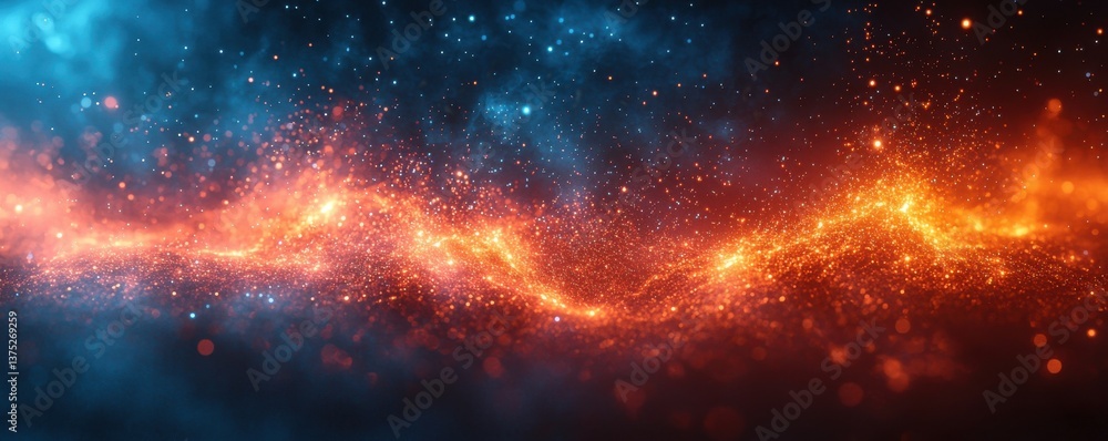 Naklejka premium Abstract glowing lights in red and blue creating cosmic atmosphere