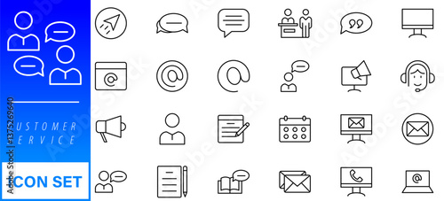 Customer service icon set. Containing customer satisfied, assistance, experience, feedback, operator and technical support icons
