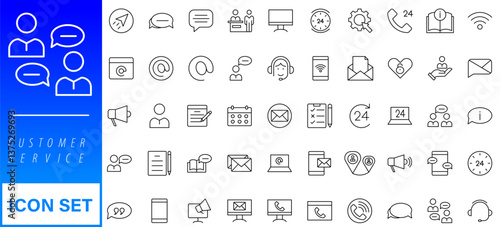 Customer service icon set. Containing customer satisfied, assistance, experience, feedback, operator and technical support icons
