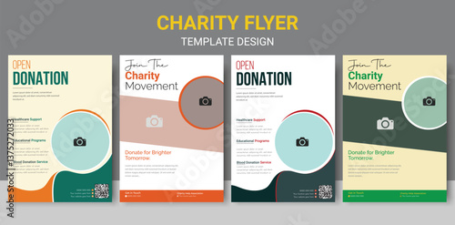 Modern Charity Flyer Template | Fundraising Event Nonprofit Organization . Donation Awareness Flyer Community Support  Fundraising .Social activity and charity flyer, social media, and story bundle 
