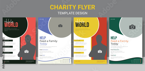 Modern Charity Flyer Template | Fundraising Event Nonprofit Organization . Donation Awareness Flyer Community Support  Fundraising .Social activity and charity flyer, social media, and story bundle 