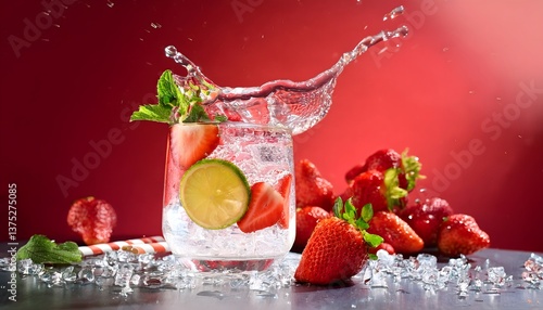 Strawberry Lime Fizz- A sparkling drink made with fresh strawberries, lime juice, and soda water