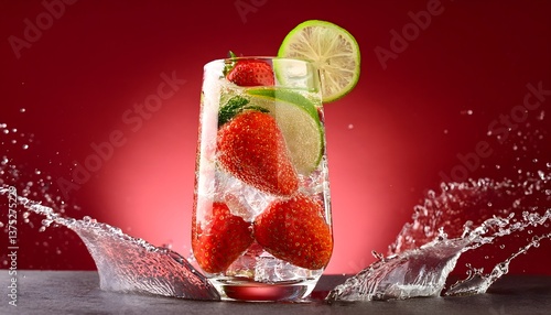 Strawberry Lime Fizz- A sparkling drink made with fresh strawberries, lime juice, and soda water