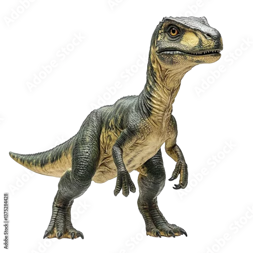 Fototapeta na wymiar Angled view full body shot of extremely perfect looking single Xiaosaurus dinosaur isolated on a white transparent background
