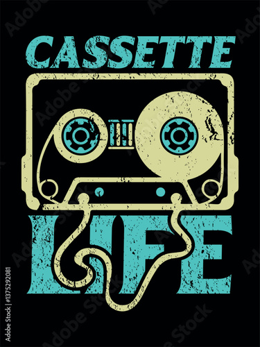 Cassette Life - Vintage T-shirt Design.