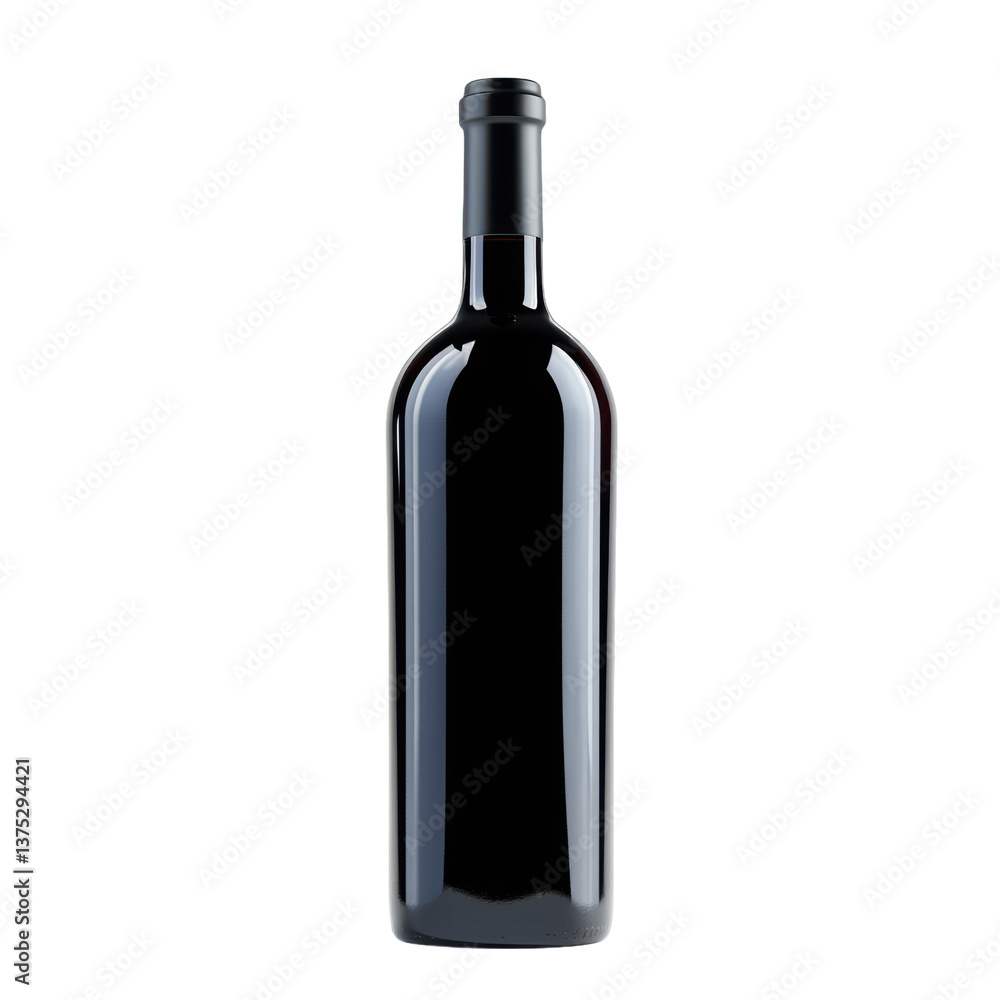 Transparent background image isolate into png. Transparent background image separated into png. Dark Red Wine Bottle on Transparent Background