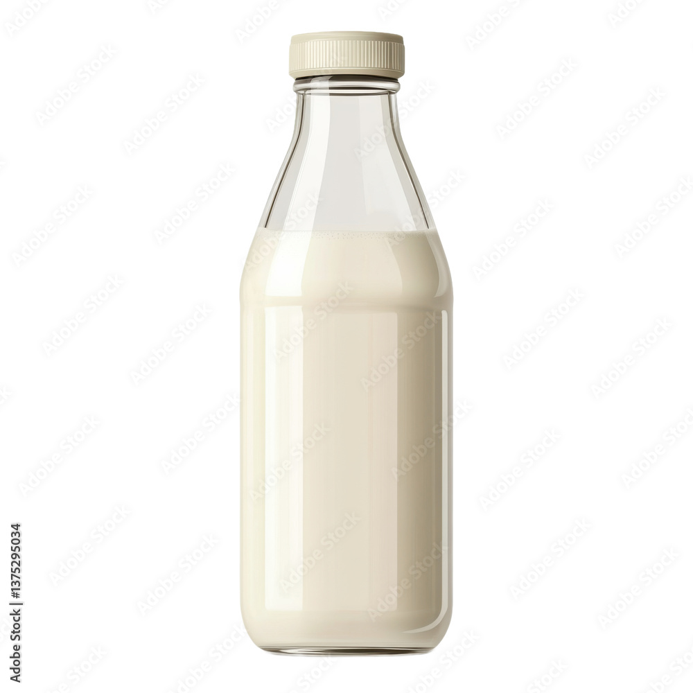 Transparent background image isolate into png. Transparent background image separated into png. Glass Bottle of Milk on Transparent Background