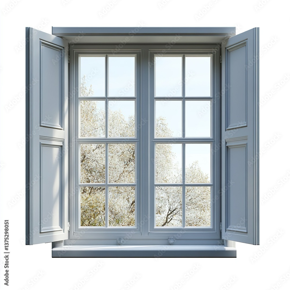 Front view of a fixed window isolated on a white background Front view of a fixed window isolated on a white background