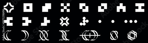 Neo-Tech Geometric Shapes & Icons – Arrows, Circles, Squares, Barcode, Earth