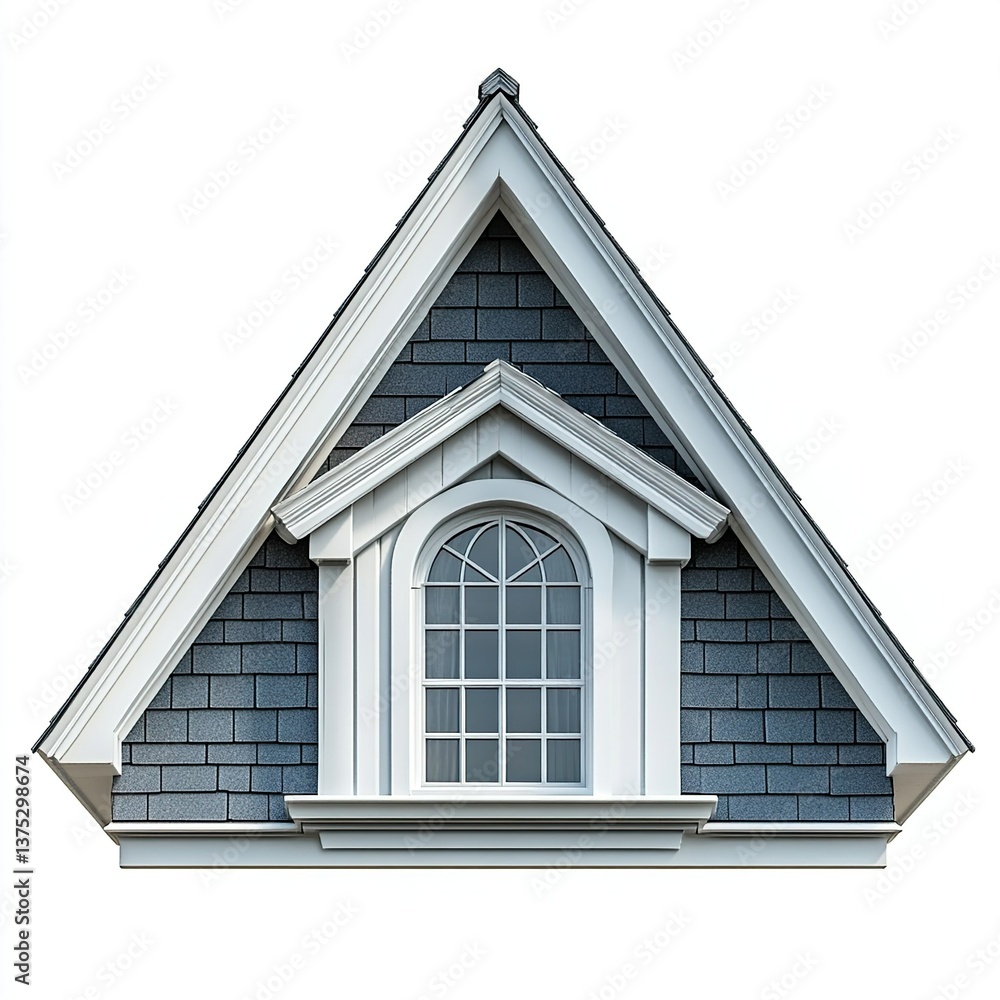 Front view of a roof dormer window isolated on a white background
