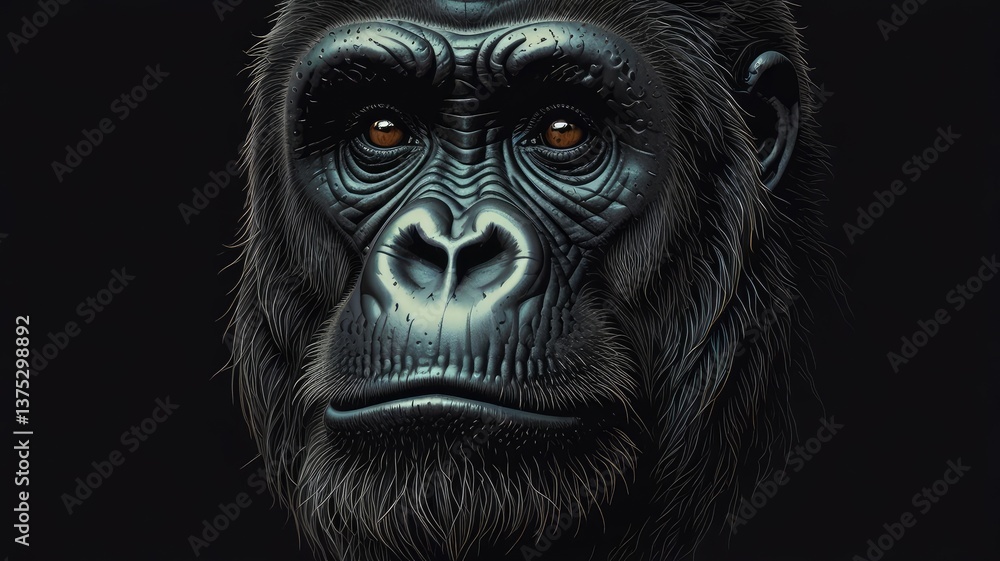 Obraz premium Gorilla Head Vector Illustration . Vintage Gorilla Logo Design