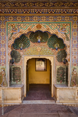 Peacock gate in Jaipur city palace, India