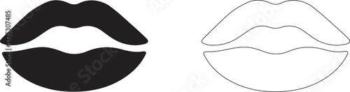 Lips vector icon. Open mouth. Close-up.