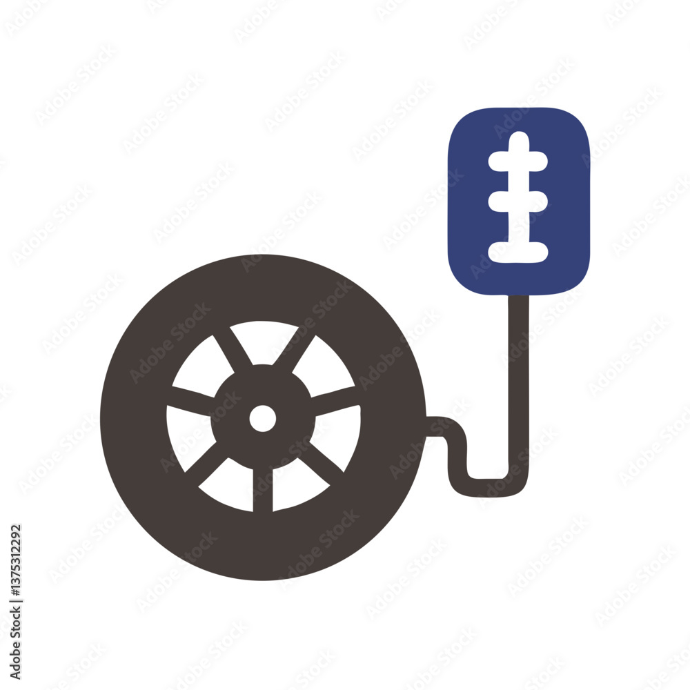Obraz premium Tire and Pressure Gauge Icon 