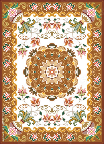 ornamental round ornament Colorful ornamental vector design for rug, tapis, yoga mat. Geometric ethnic clipart. Arabian ornamental carpet with decorative elements.Persian carpet,

