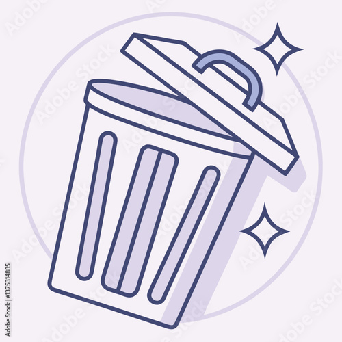 Content Deletion Trash Icon for Removing Unwanted Files and Data Cleanup in Flat Design Style