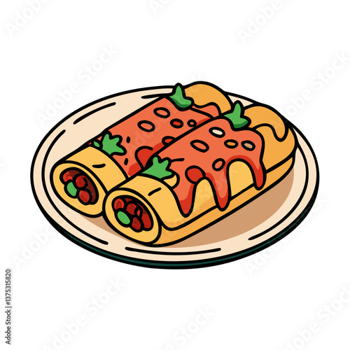 enchiladas vector art, enchiladas icon, food vector illustration