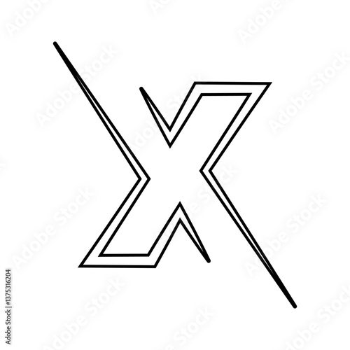 Letter X Double Line Art St...