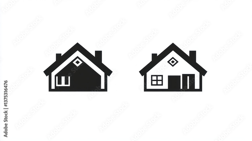 Two House Icons on White Background (2) Two House Icons on White Background (2)