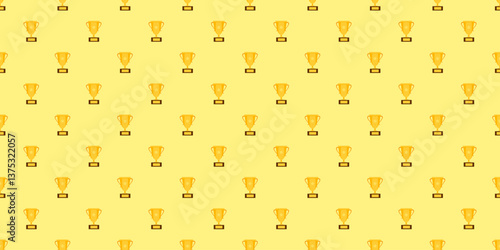 Trophy Pattern background. Gold Trophies Seamless Pattern. gold medal pattern background. competition theme pattern.