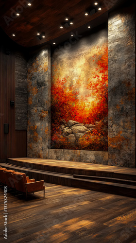 Wallpaper Mural Autumn theatrical stage. Painting of the forest at sunset. Torontodigital.ca