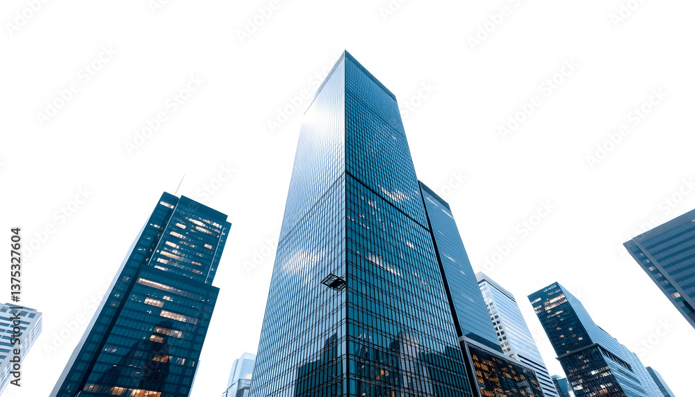 Obraz premium High glass building tower office skyscrapers in city view , with white tonespng