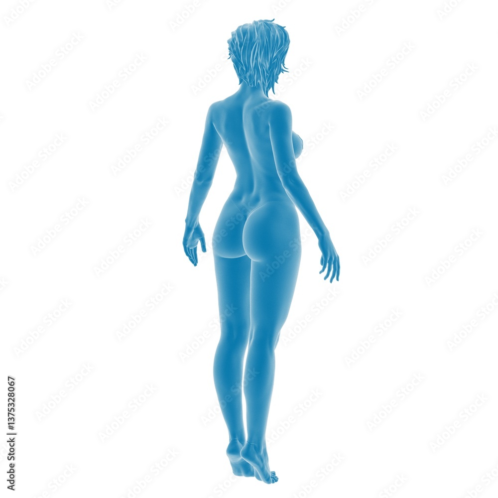 Naklejka premium 3D rendering of a blue female silhouette