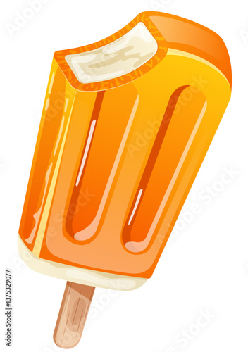 Bitten Orange Creamsicle Bar – Frozen Citrus Treat Vector Illustration