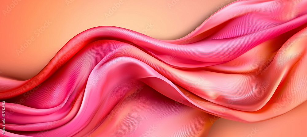 Fototapeta premium Soft pink and beige abstract background with flowing waves, creating serene and elegant atmosphere. Ideal for design projects and artistic expressions