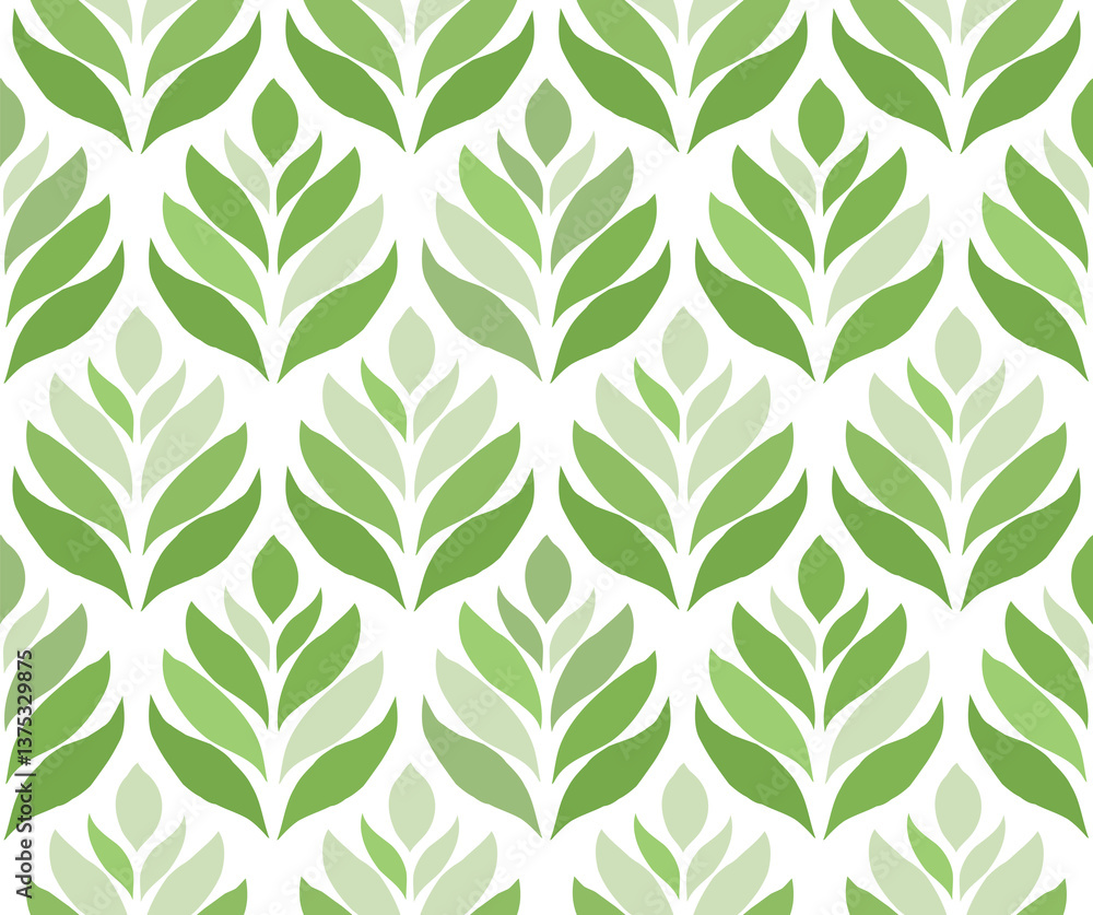 Fototapeta premium seamless green leaves pattern vector background.