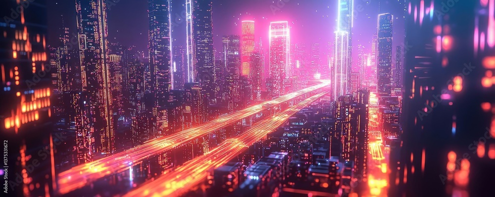 Motion blur city featuring digital technology and future skyline concept. Futuristic cityscape illuminated by neon lights and vibrant hues. Motion blur city featuring digital technology and future skyline concept. Futuristic cityscape illuminated by neon lights and vibrant hues.