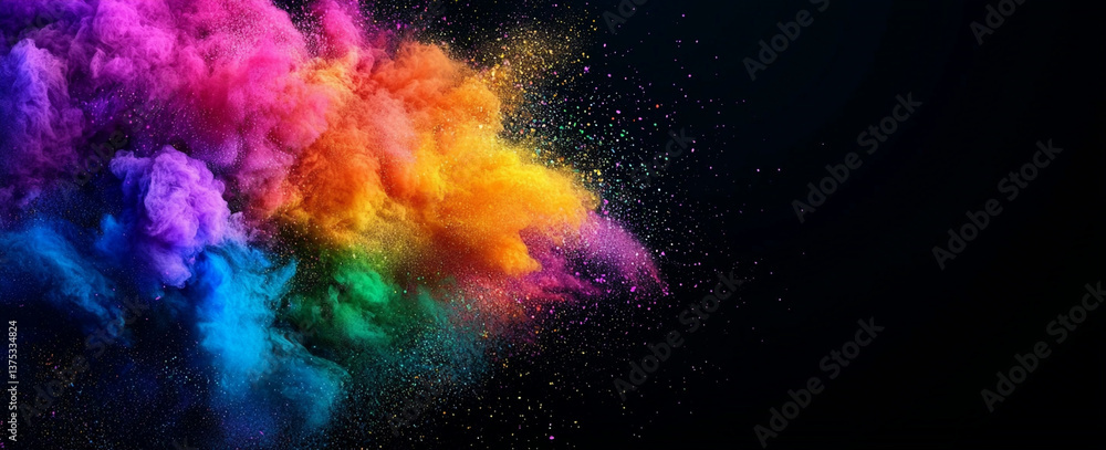 Colorful gradient background with vibrant rainbow hues and dynamic splashes. This artistic explosion of colors creates lively and energetic atmosphere, perfect for creative projects Colorful gradient background with vibrant rainbow hues and dynamic splashes. This artistic explosion of colors creates lively and energetic atmosphere, perfect for creative projects