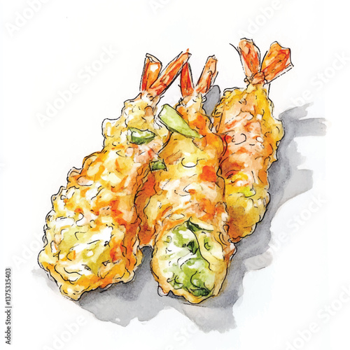 watercolor copic marker concept sketch of tempura