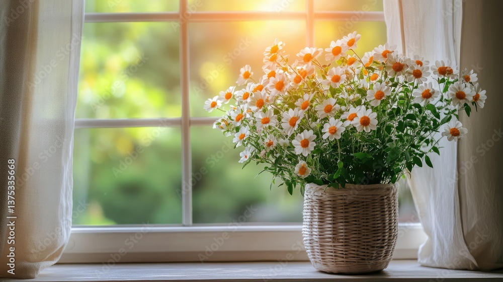 Fototapeta premium Flowers in the window, bringing natural beauty into the home