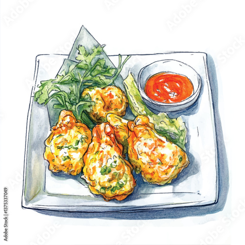 watercolor copic marker concept sketch of tempura