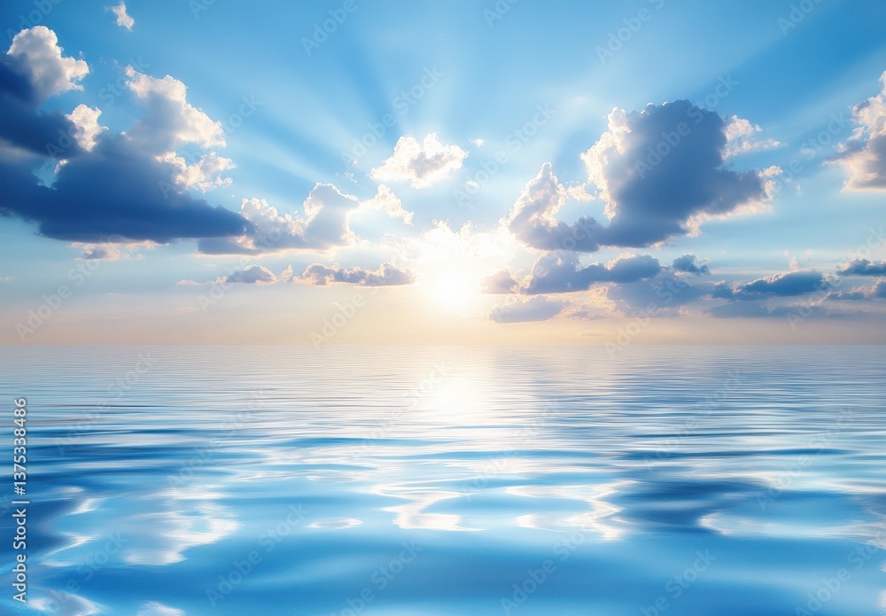 Obraz premium Serene Sunrise Over Calm Ocean