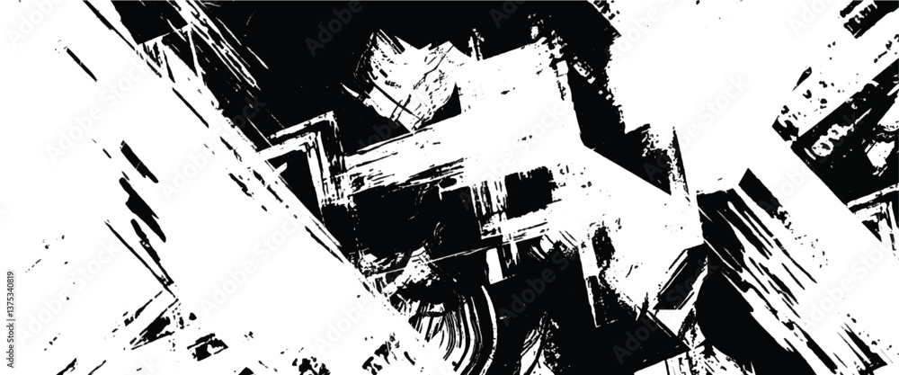 Obraz premium Grunge texture stripes cracks grunge painting white and black background