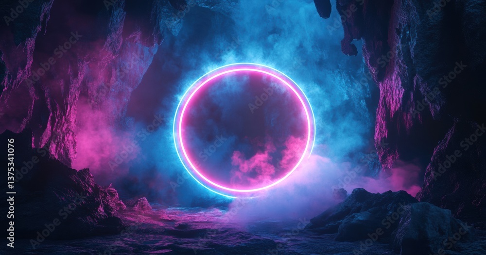 Fototapeta premium 3d render of a glowing symbol glittering on a night sky