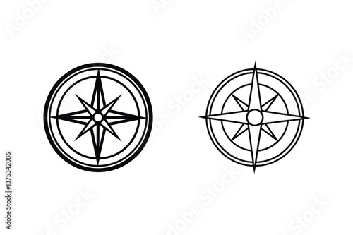 Two Compass Rose Designs Navigation, Direction, Guidance, Exploration, Travel, Adventure, Orientation