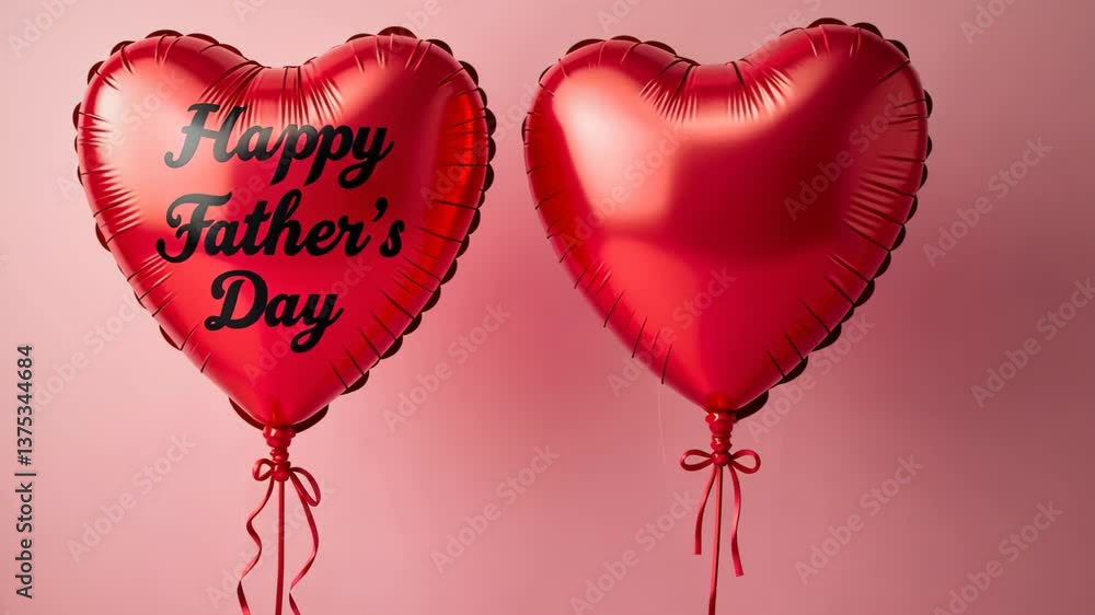 Father's Day, Pink heart shaped balloons with text 