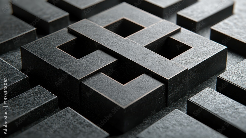 Abstract Dark Interlocking Cubes: A Geometric Masterpiece Abstract Dark Interlocking Cubes: A Geometric Masterpiece