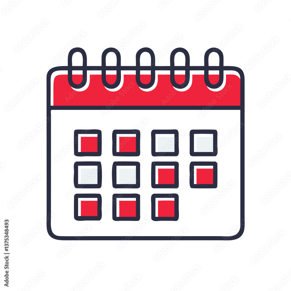 Calendar icon on transparent background in simple design  