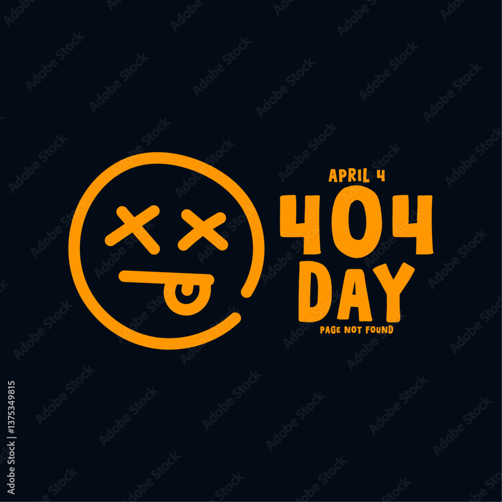 Vector Illustration of 404 Day. April 4. 404 Page Not Found. Black background. Vector Illustration of 404 Day. April 4. 404 Page Not Found. Black background.
