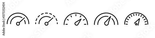 Speed test icon set. Speedometer, dashboard indicator, speed test internet. Vector